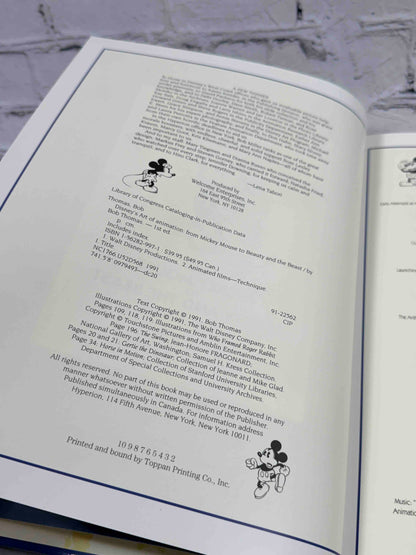 Disney's Art of Animation by Bob Thomas, 1991 Hyperion hardcover - copyright page