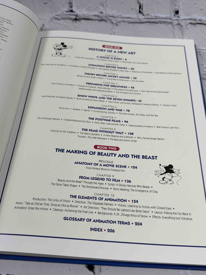Disney's Art of Animation by Bob Thomas, 1991 Hyperion hardcover - contents page