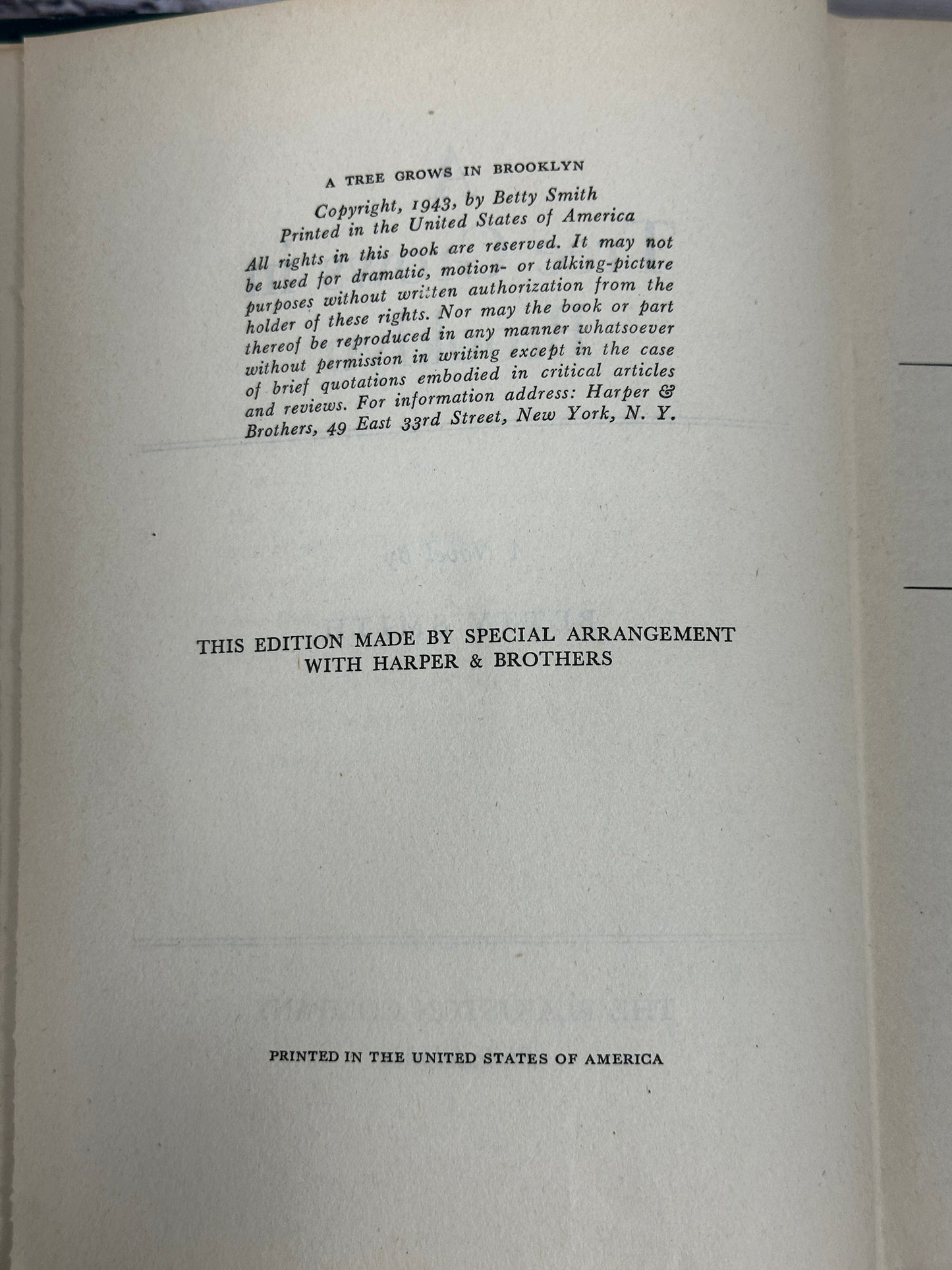 A Tree Grows in Brooklyn by Betty Smith [BCE · 1943]