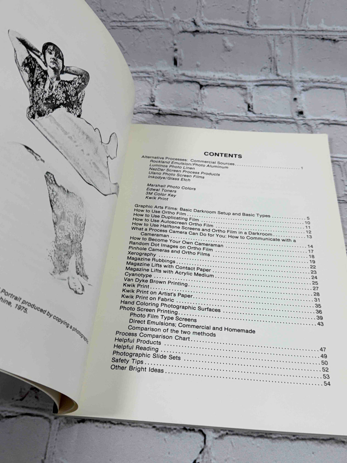 Breaking the Rules: A Photo Media Cookbook by Bea Nettles, 1977 paperback - contents page