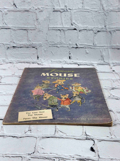 Famous Mouse Stories, 1944 Perks Publishing picture book - cover, angled view showing edge wear