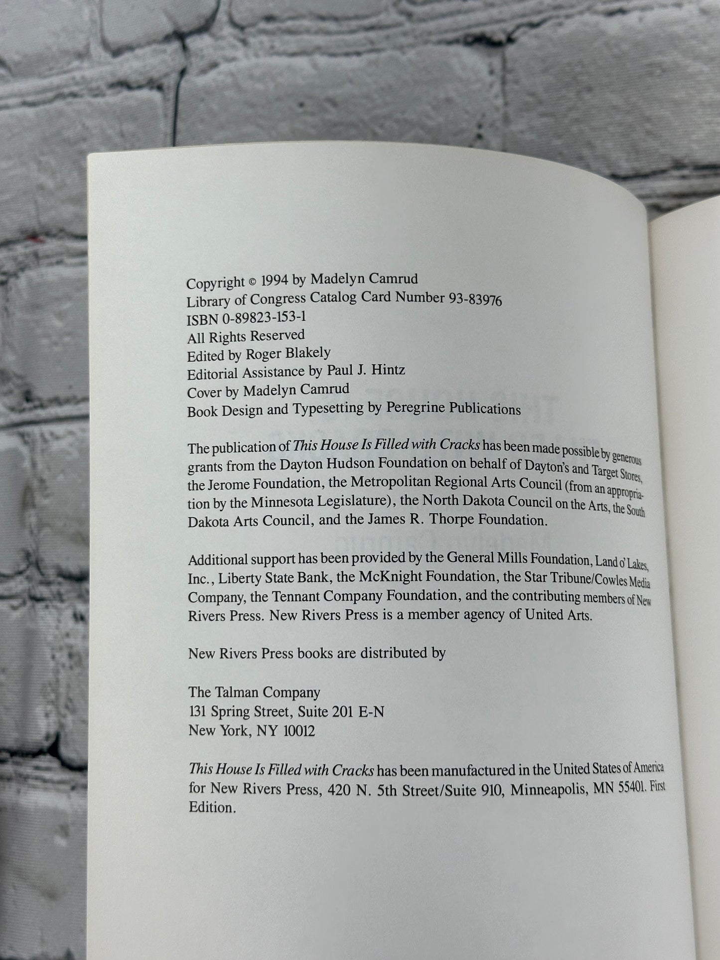 This House Is Filled With Cracks By Madelyn Camrud [Minnesota Voices 61 · 1994]