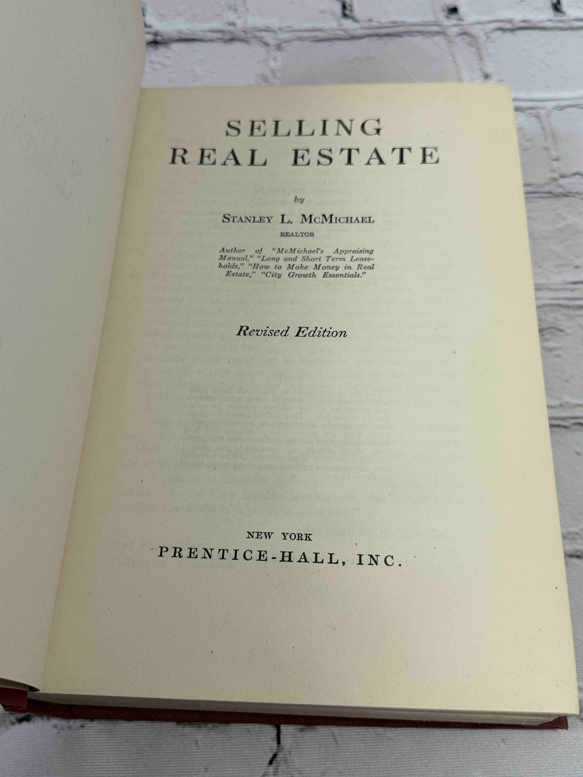 Selling Real Estate by Stanley L. McMichael, 1947 Prentice-Hall hardcover - title page