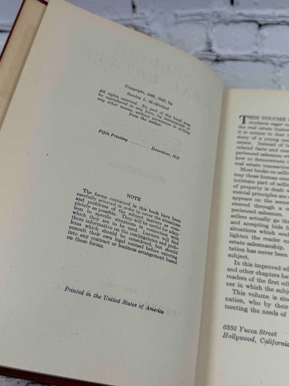 Selling Real Estate by Stanley L. McMichael, 1947 Prentice-Hall hardcover - copyright page