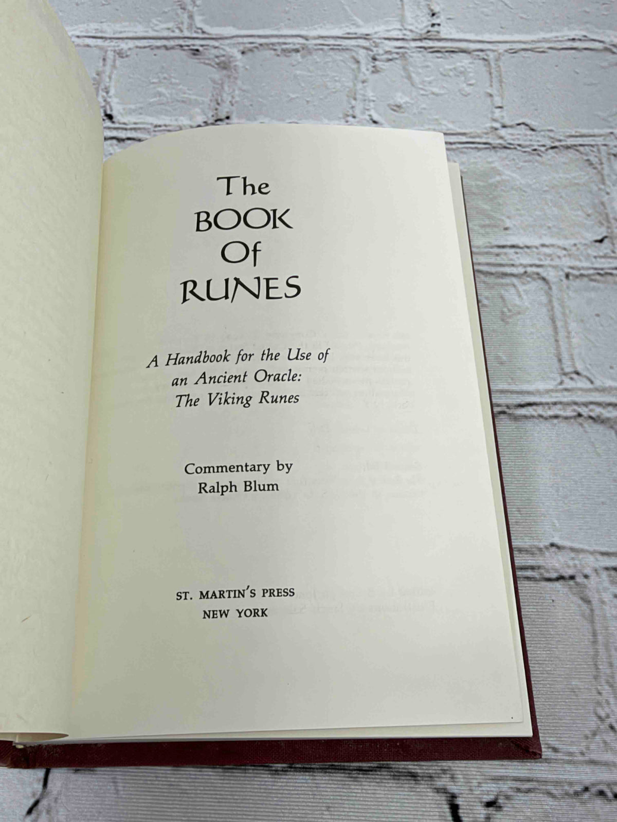 The Book of Runes by Ralph Blum, St. Martin's Press hardcover - title page