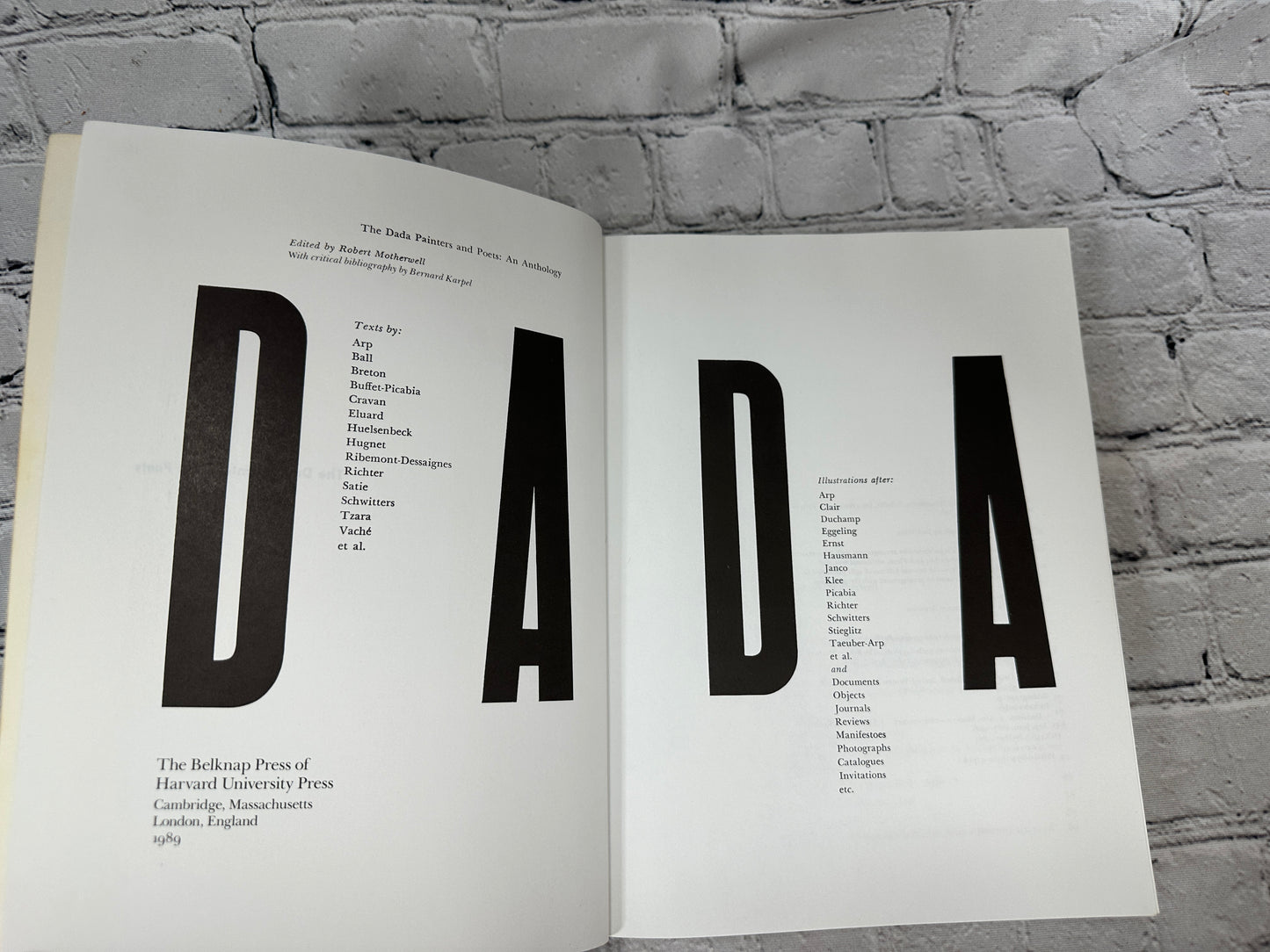 The Dada Painters and Poets An Anthology by Robert Motherwell [1989 · Second Ed]