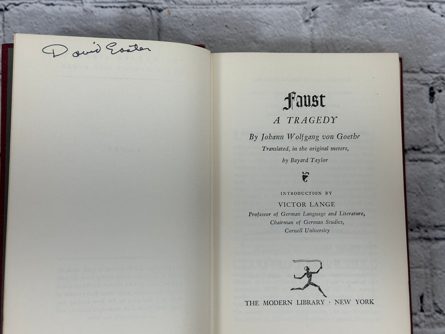 Faust By J. W. Von Goethe [Modern Library · 1950]