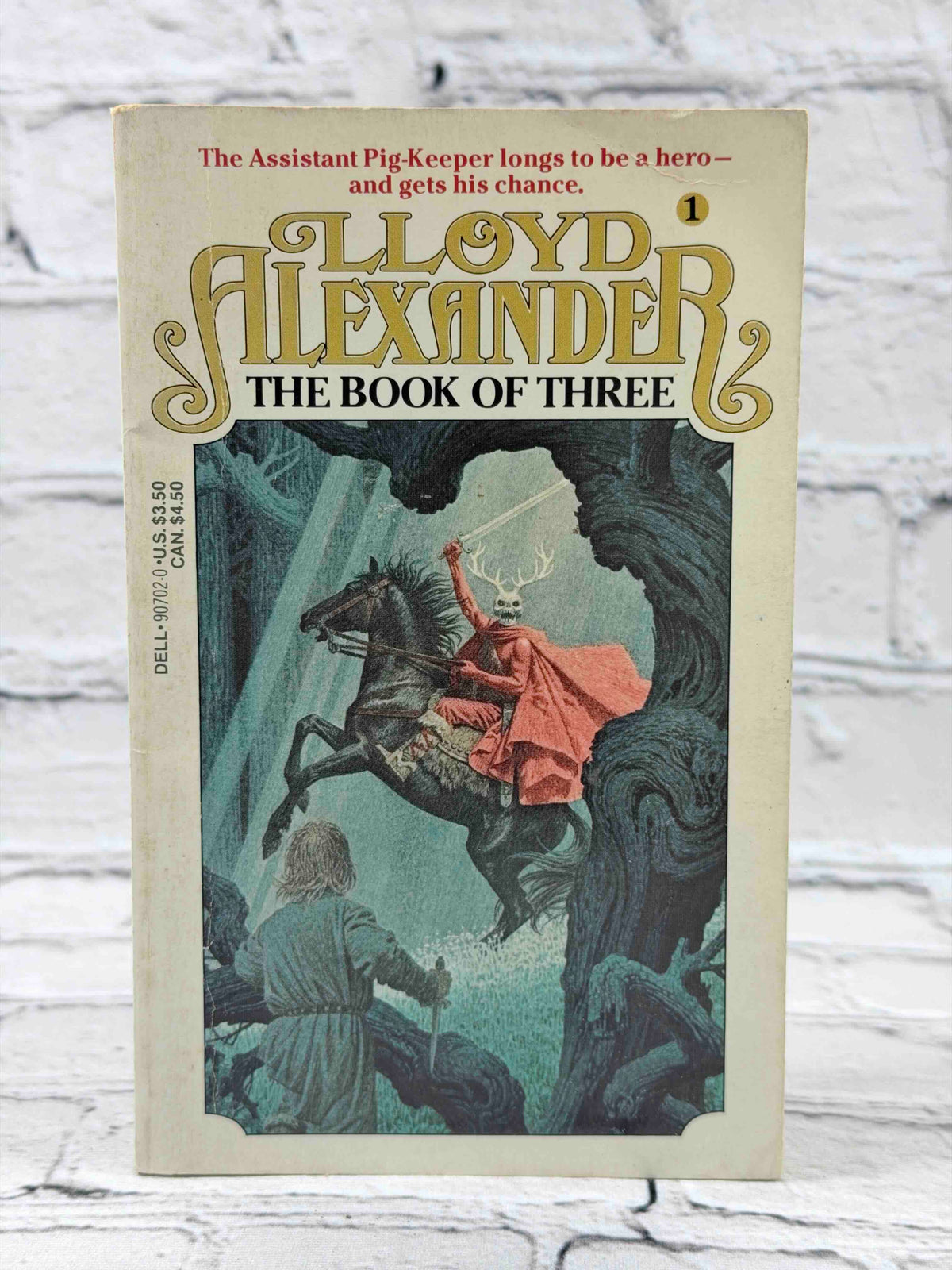 The Book of Three by Lloyd Alexander, 1980 Dell Laurel-Leaf paperback - front cover