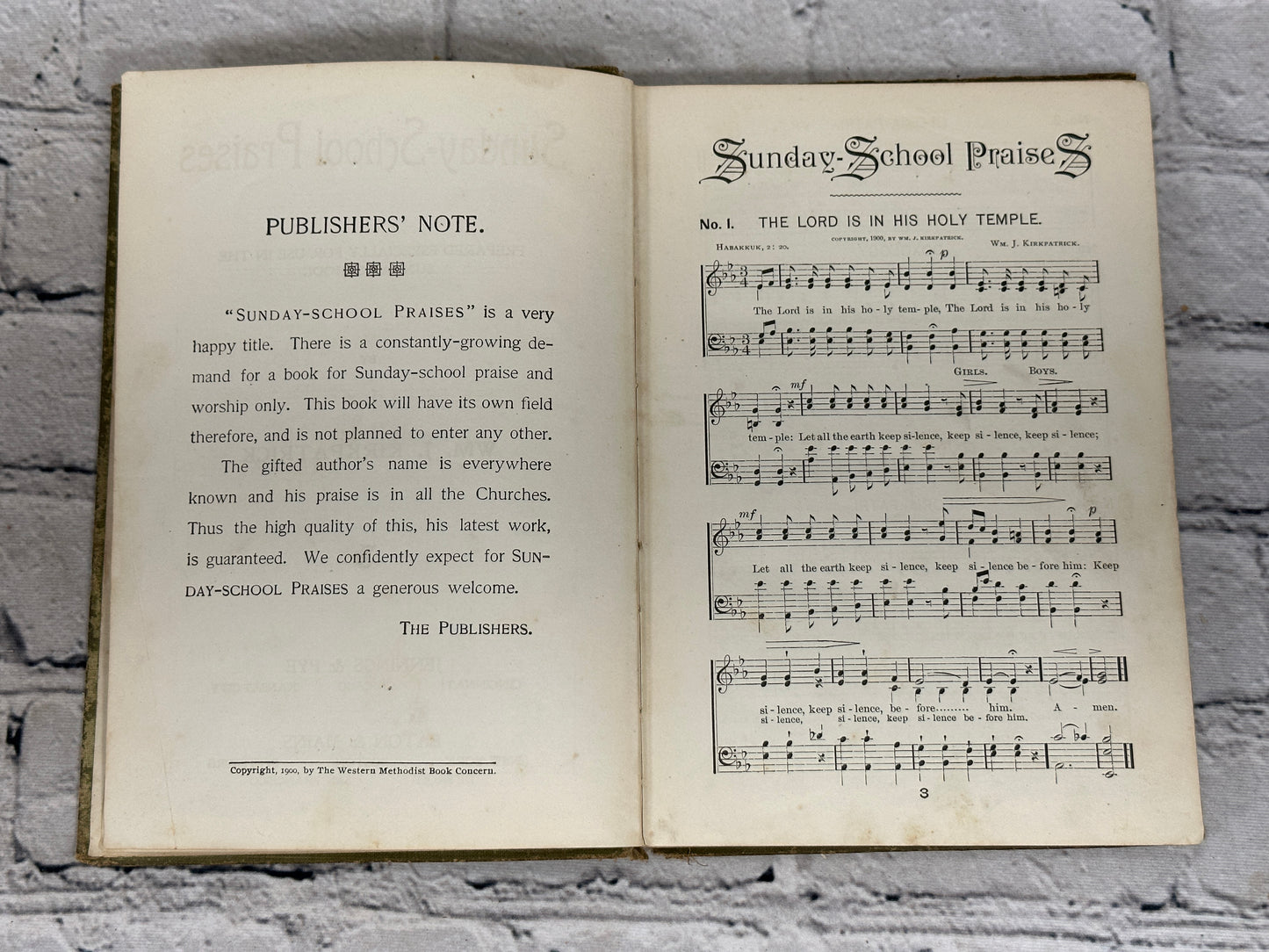 Sunday School Praises Hymnal by WM. J. Kirkpatrick [1900]