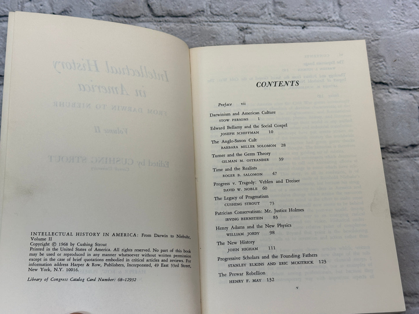Intellectual History in America From Darwin to Nieburh Volume II [1968]