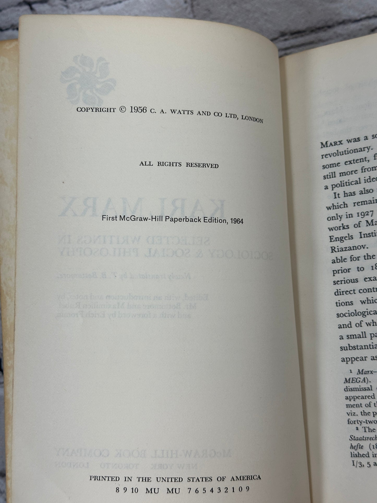 Karl Marx Selected Writings in Sociology & Social Philosophy by Karl Marx [1964]