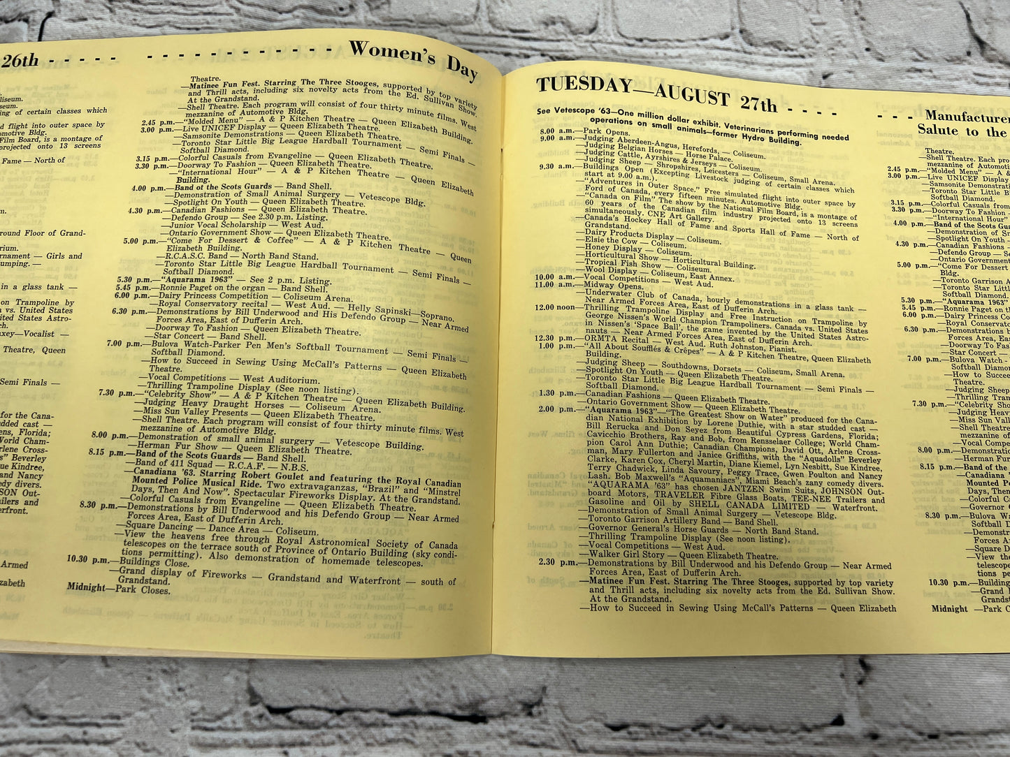 1963 Canadian Souvenir Catalogue and Programme