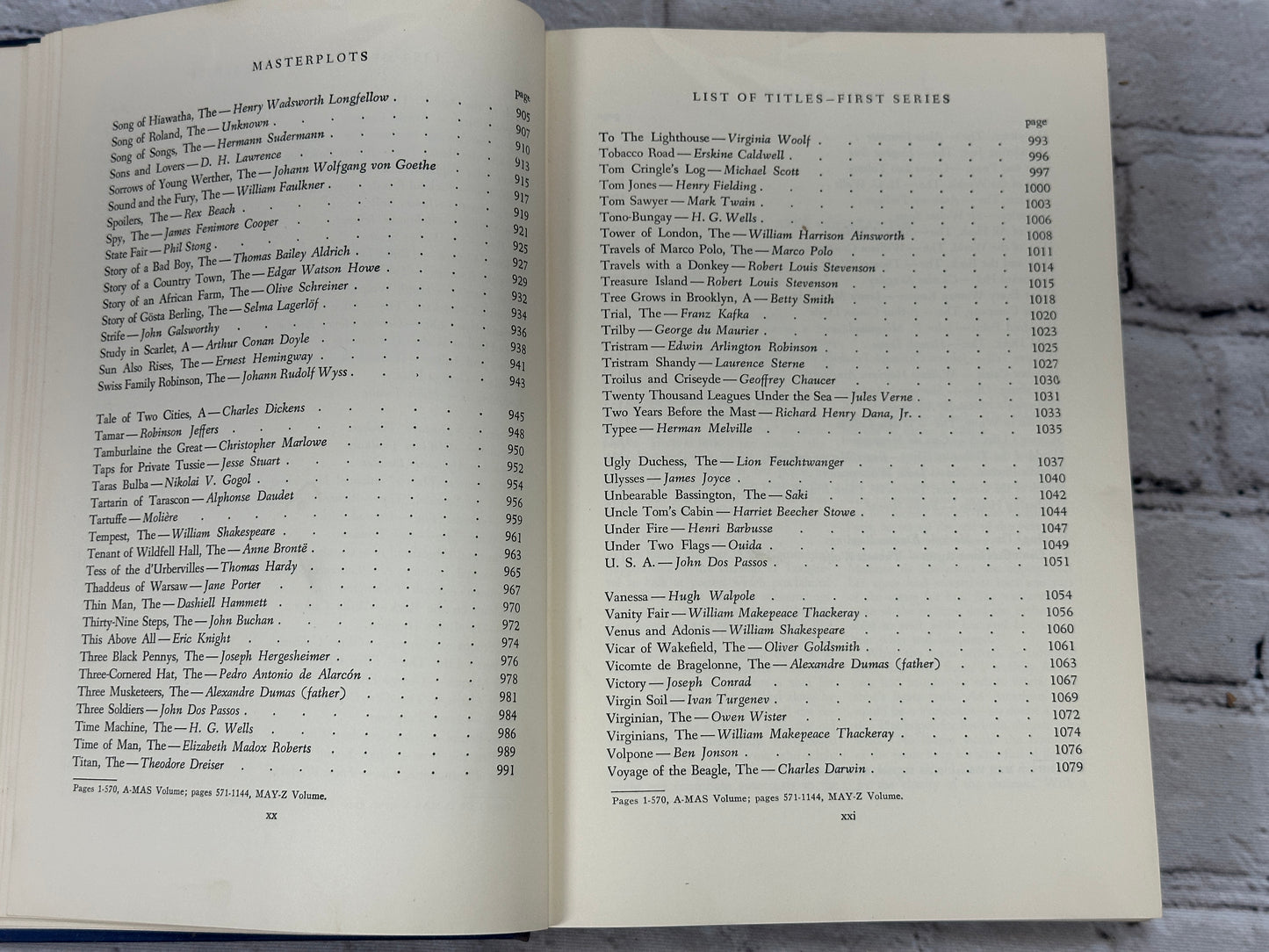 Masterplots: Worlds Fine Literature edited by Frank Magill [Series 1 & 2 · 1954]