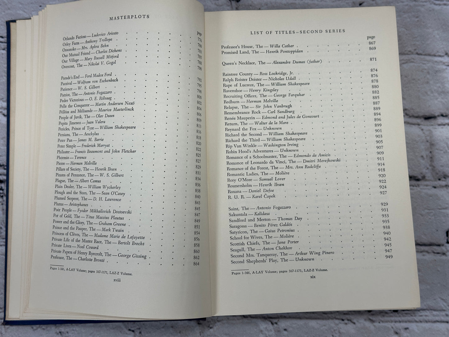 Masterplots: Worlds Fine Literature edited by Frank Magill [Series 1 & 2 · 1954]