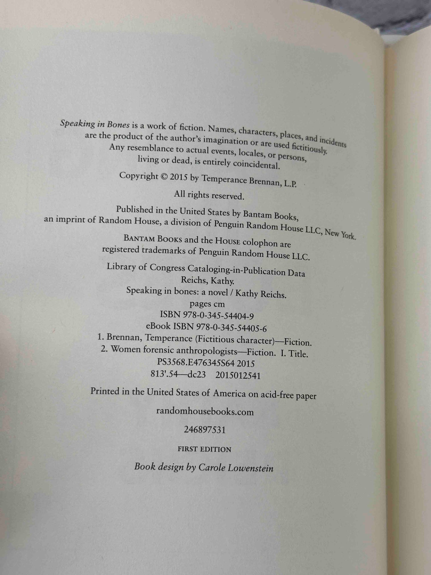 Speaking in Bones: A Novel (Temperance Brennan)