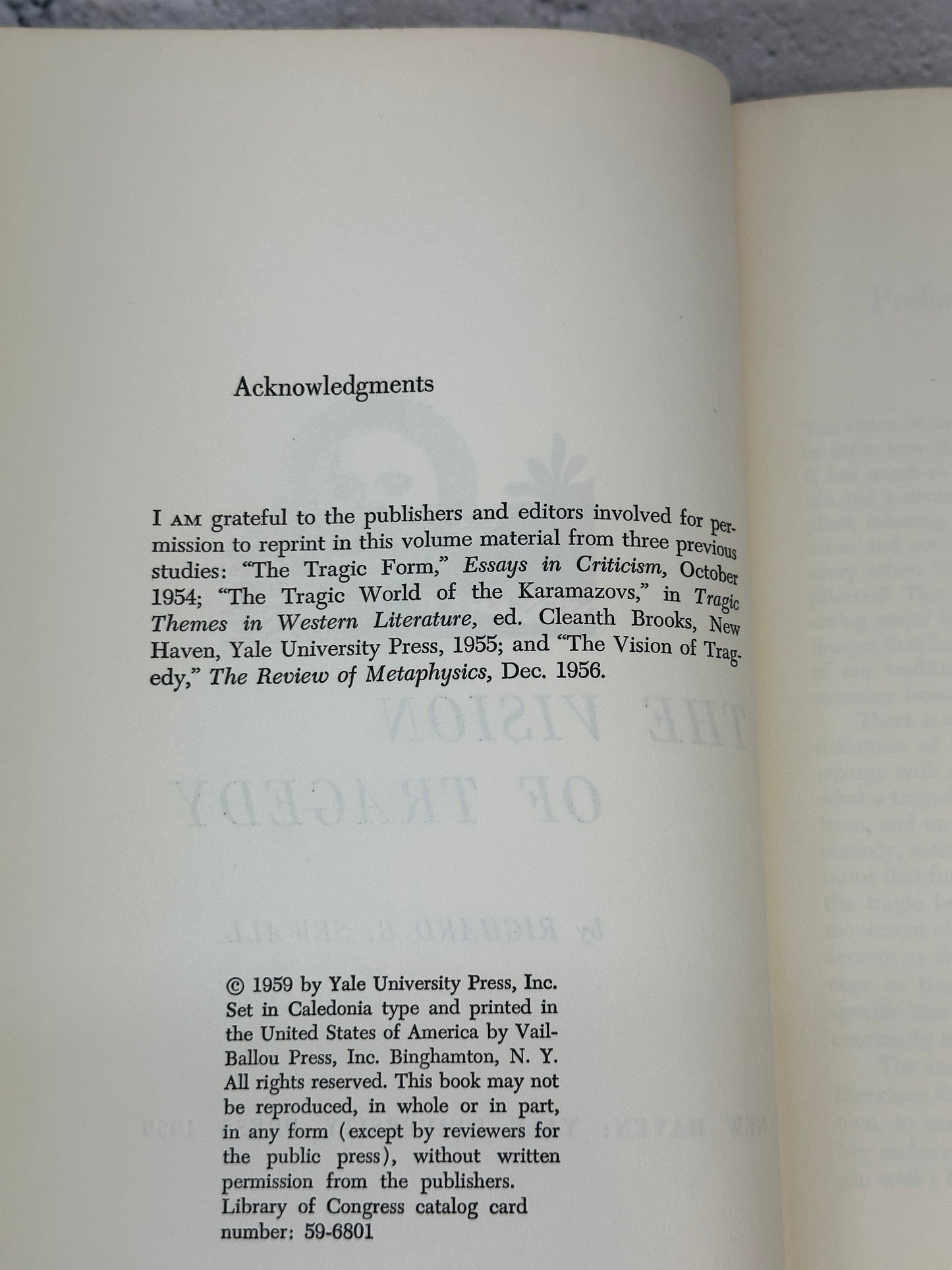 The Vision of Tragedy By Richard Sewall [1959 · First Edition]