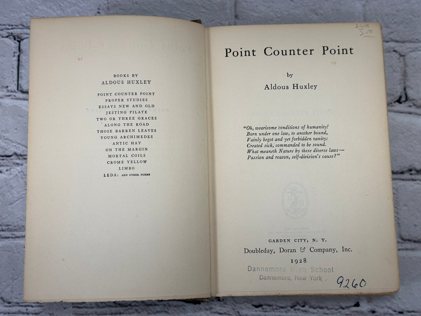 Point Counter Point by Aldous Huxley [First U.S. Edition · 1928]