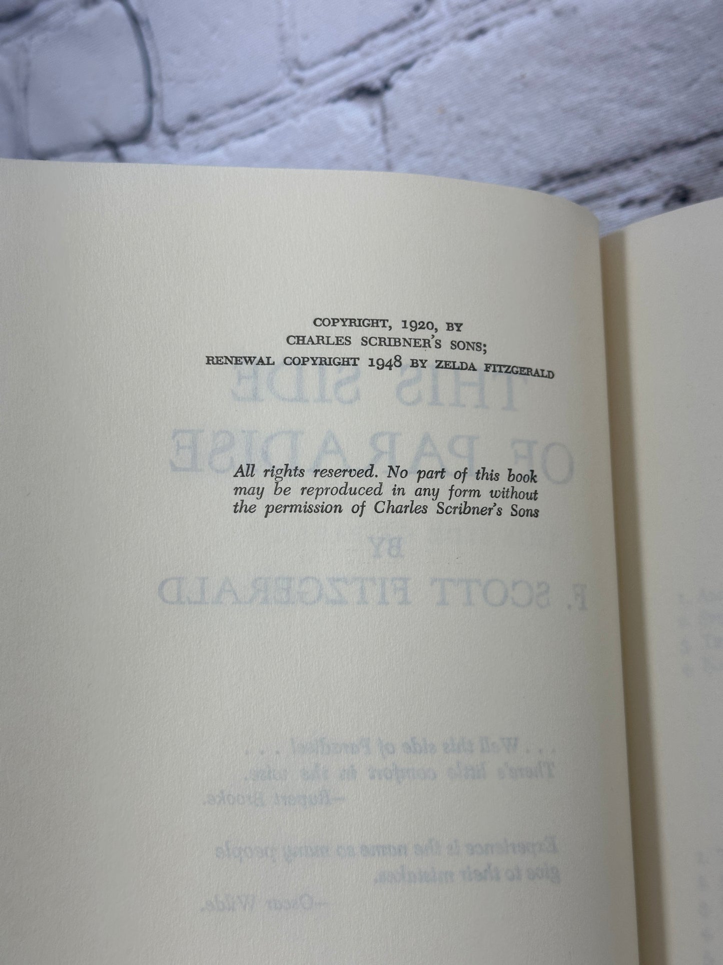 F. Scott Fitzgerald This Side of Paradise [Book Club Edition · 1948]