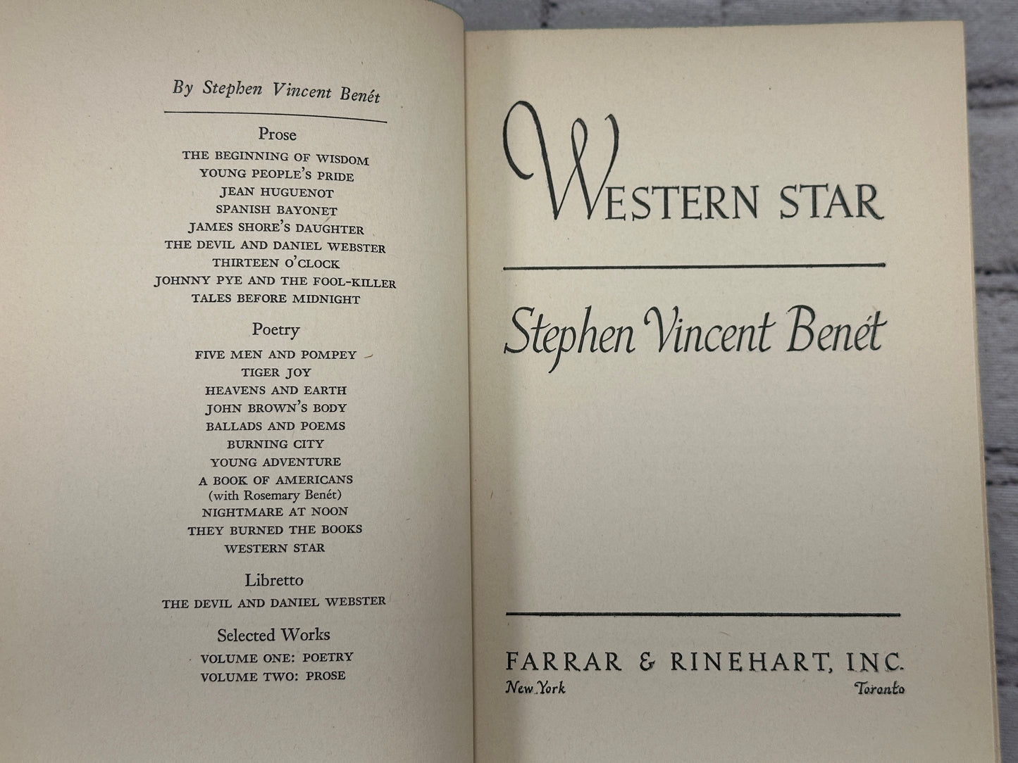 Western Star By Stephen Vincent Benet [1943]