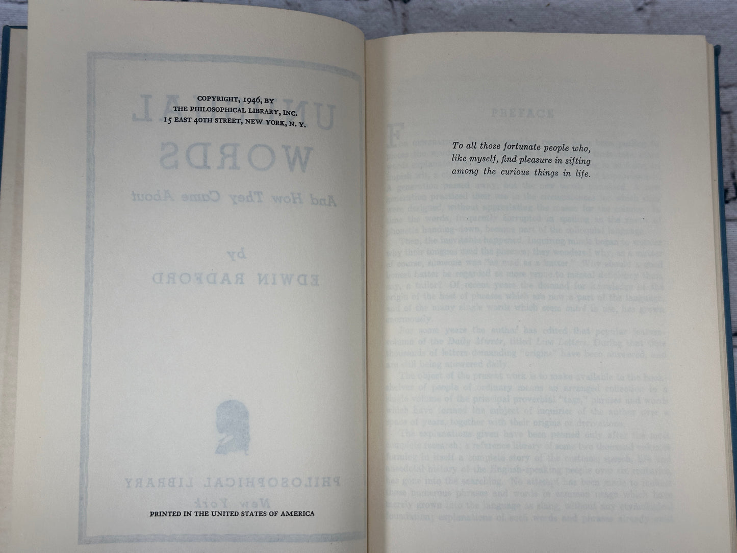 Unusual Words and How They Came About by Edwin Radford [Philosophical Library · 1946]