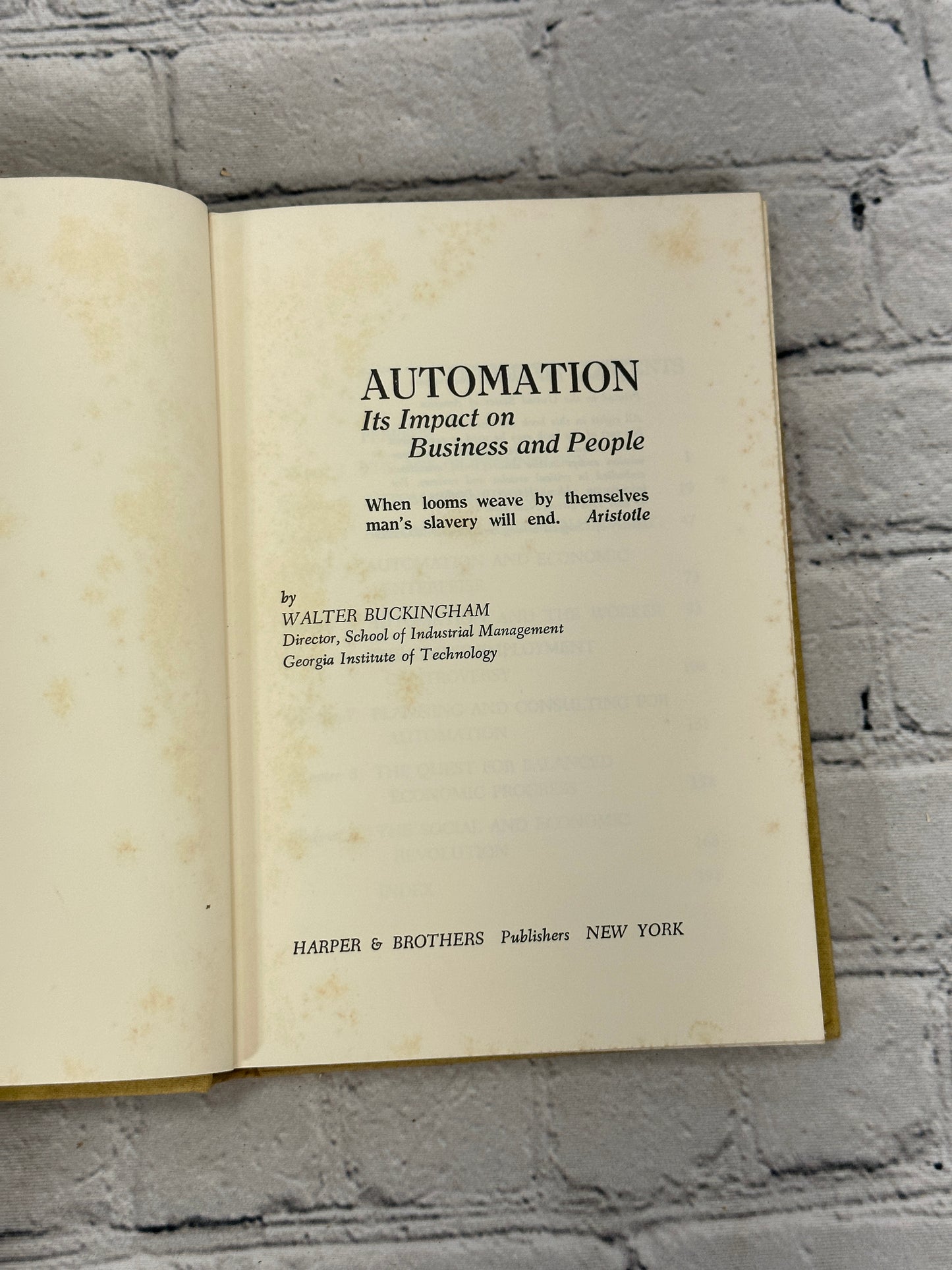 Automation: its impact on business and people By Walter Buckingham [1961 · BCE]