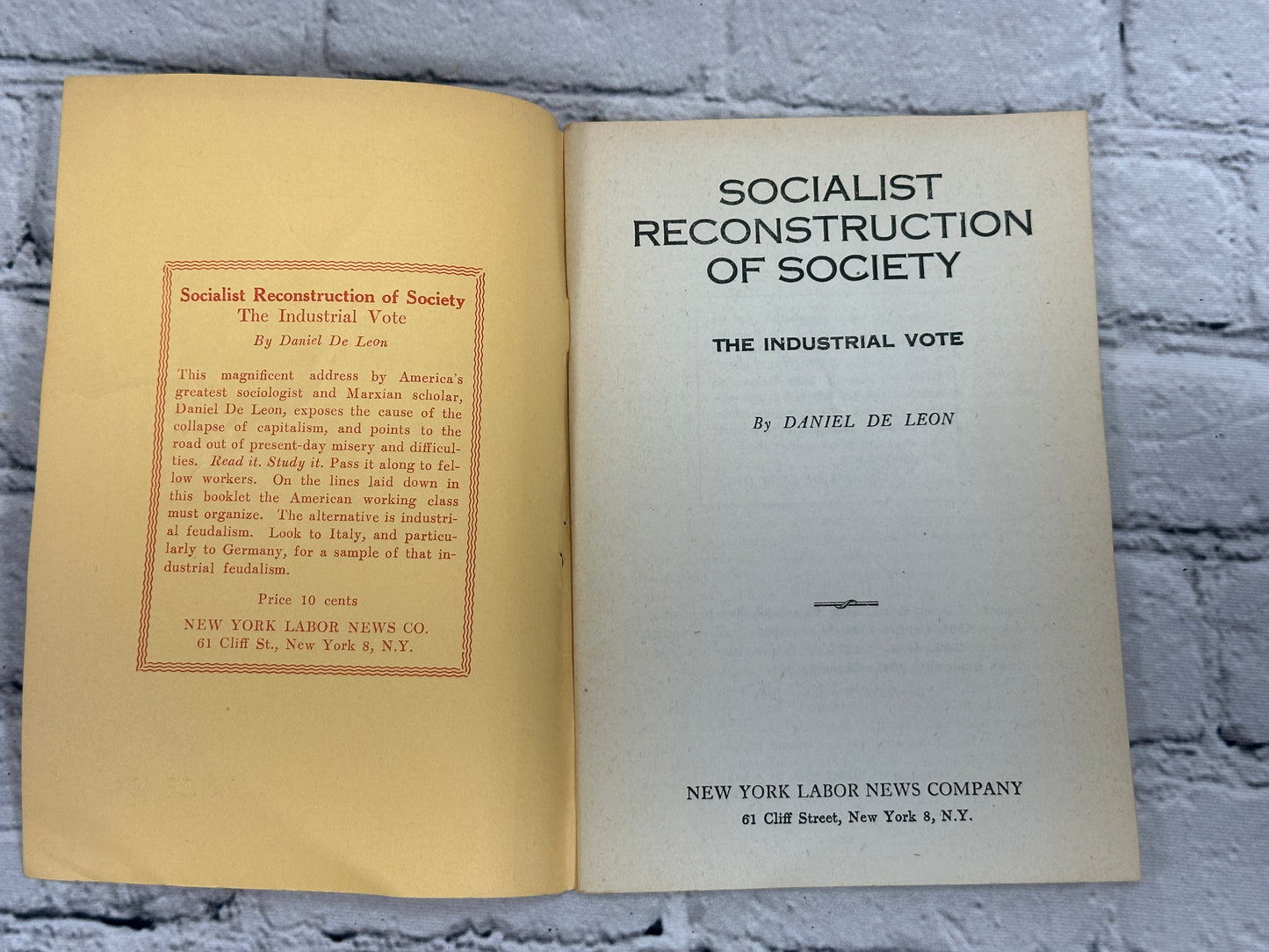 Socialist Labor Party, Marx on Mallock By Daniel De Leon, Eugene Debs [Lot of 6 · 1925, 1936, 1944-1946]