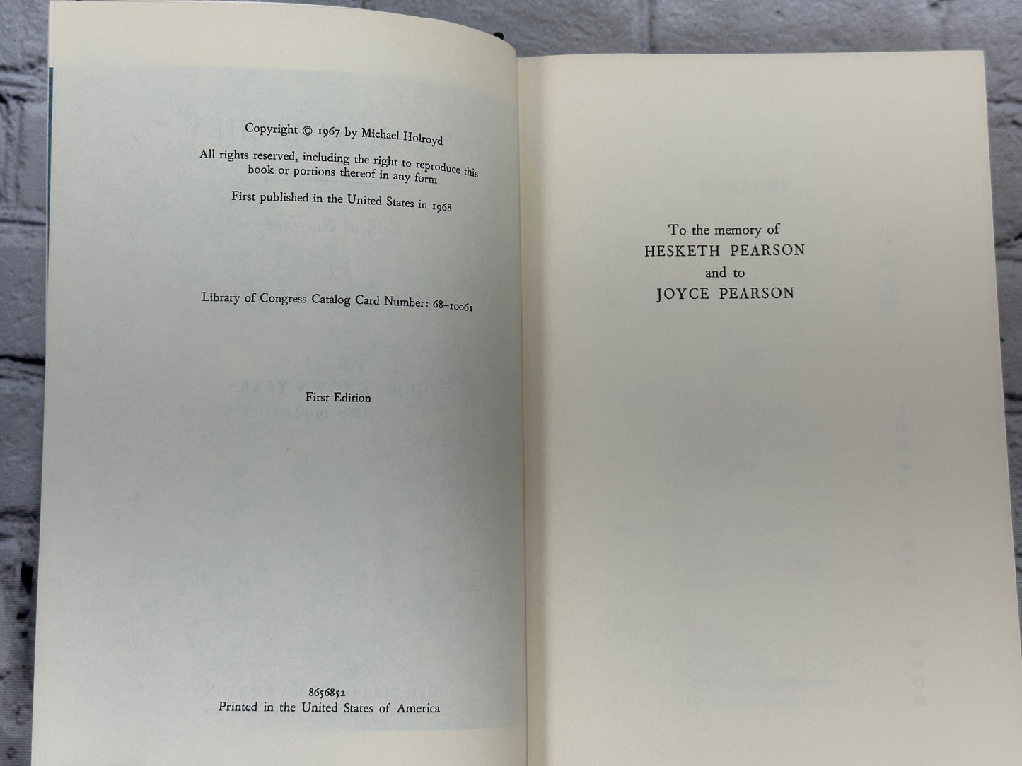 Lytton Strachey The Unknown Years 1880-1910 by Michael Holroyd [1st Ed · 1968]