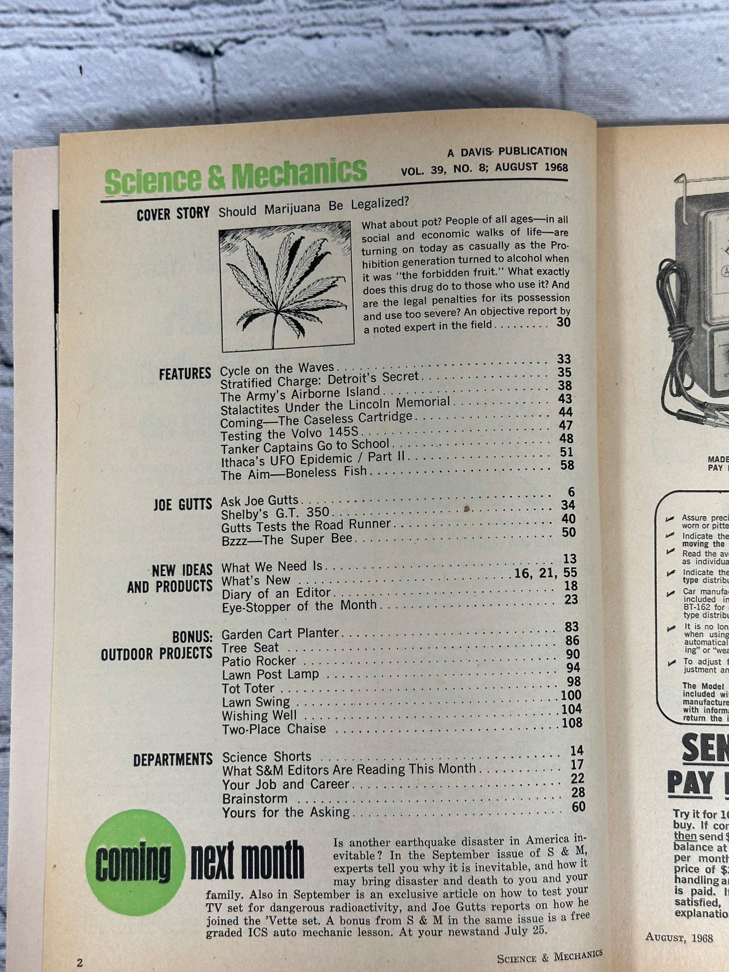 Science & Mechanics Should Marijuana Be Legalized? UFOs New York [August 1968]