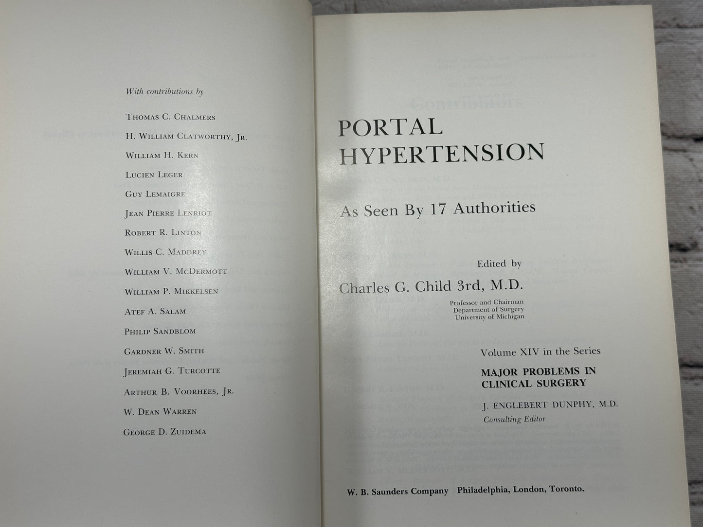 Portal Hypertension [Major Problems in Clinical Surgery · Volume 14 · 1974]