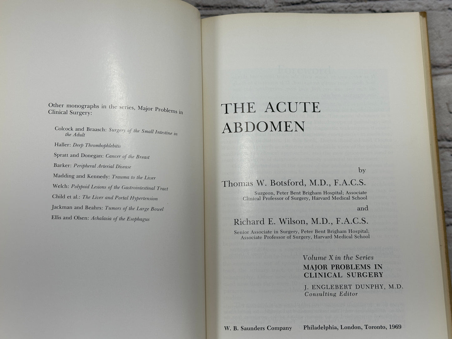 The Acute Abdomen [Major Problems in Clinical Surgery · Volume 10 · 1969]