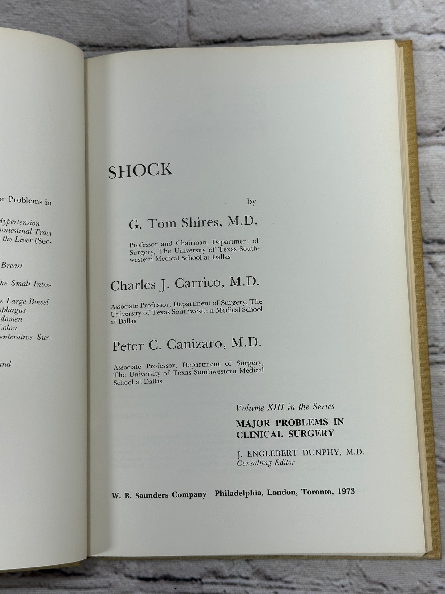 Shock by Tom Shires [Major Problems in Clinical Surgery · Volume 13 · 1973]