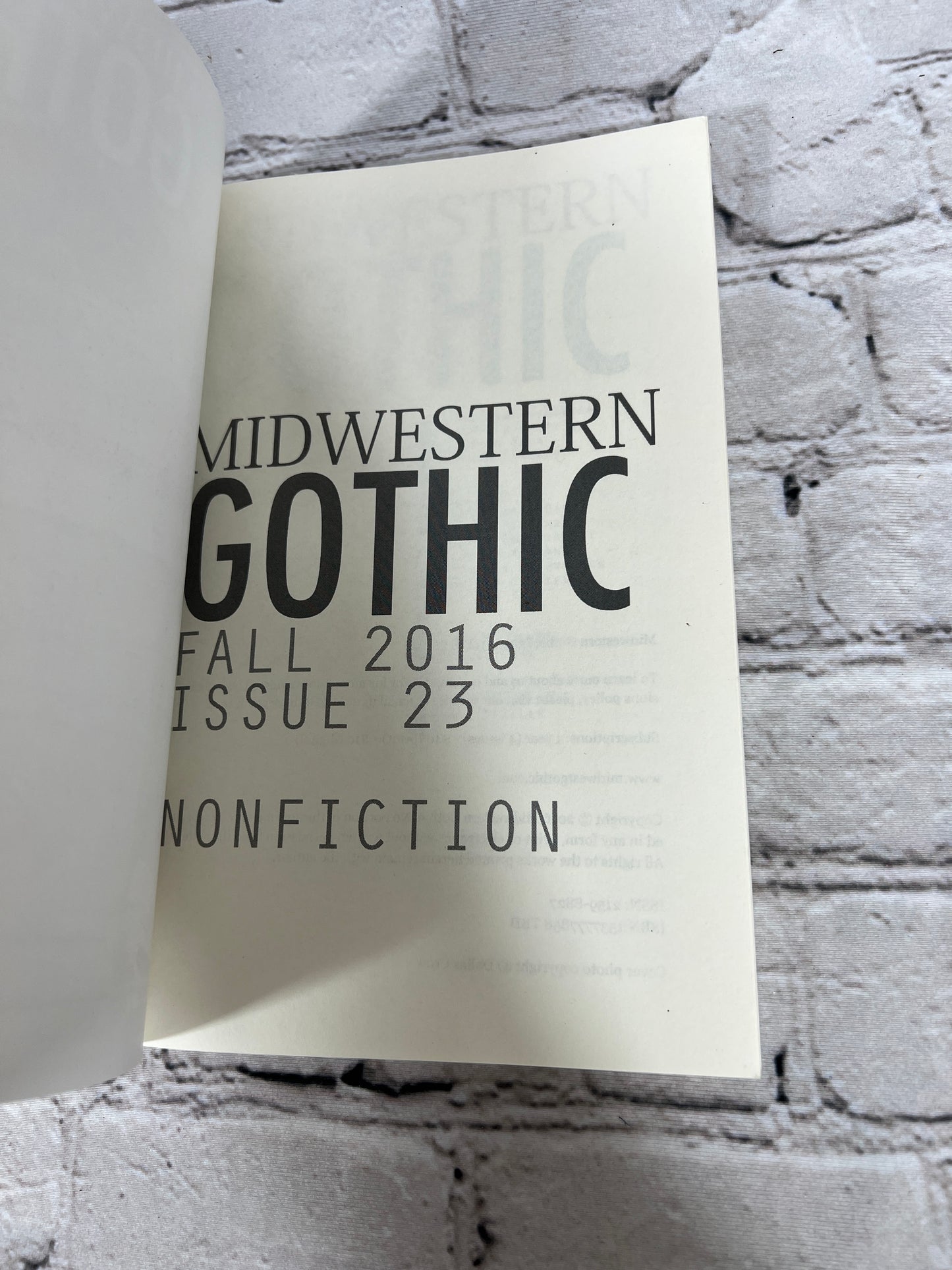 Midwestern Gothic: A Literary Journal [Issue 23 · Fall 2016]