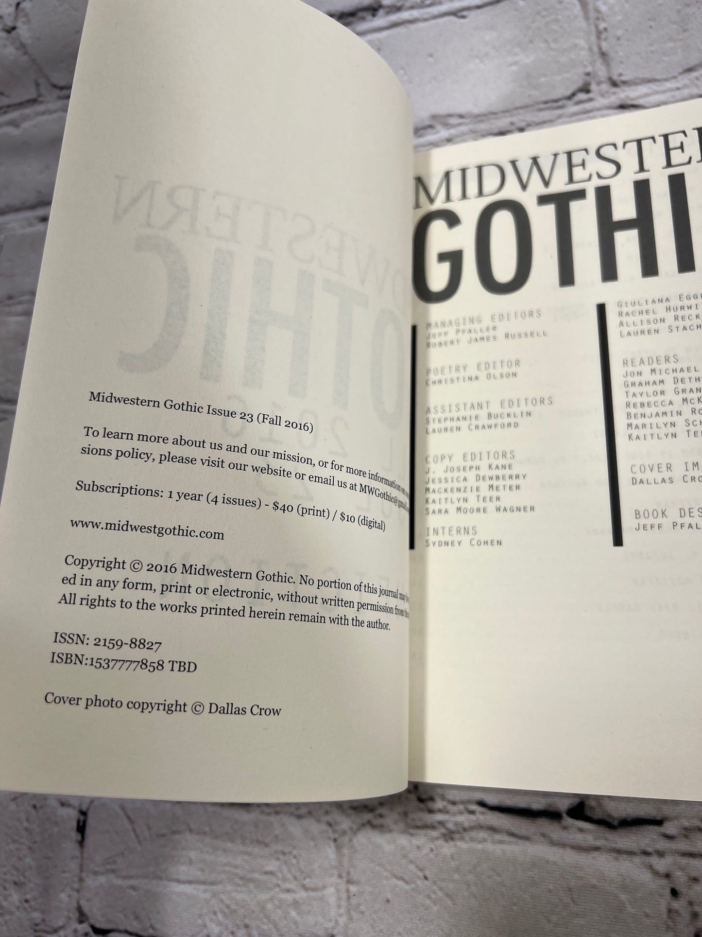 Midwestern Gothic: A Literary Journal [Issue 23 · Fall 2016]