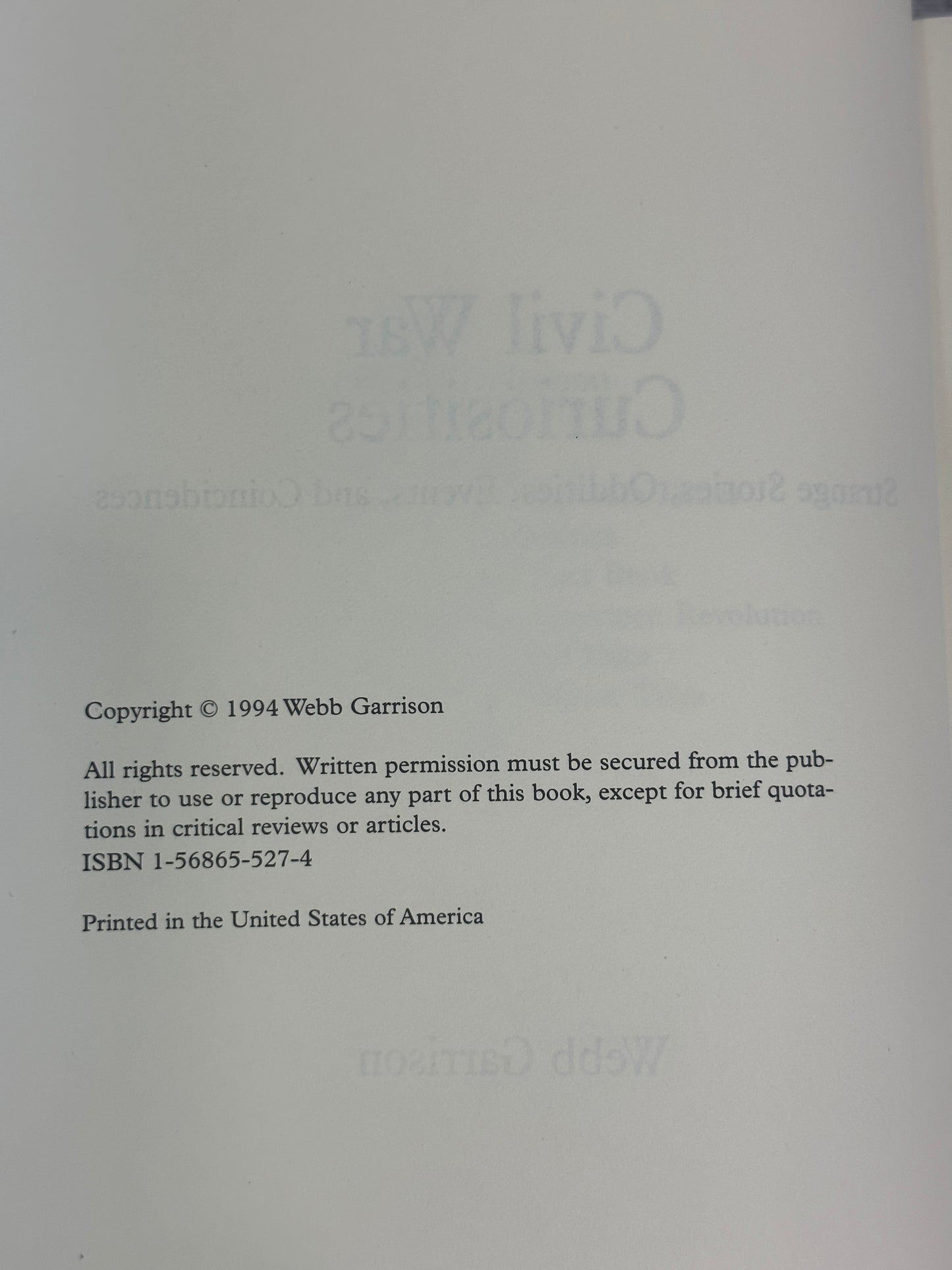 Civil War Curiosities by Webb Garrison [1994]