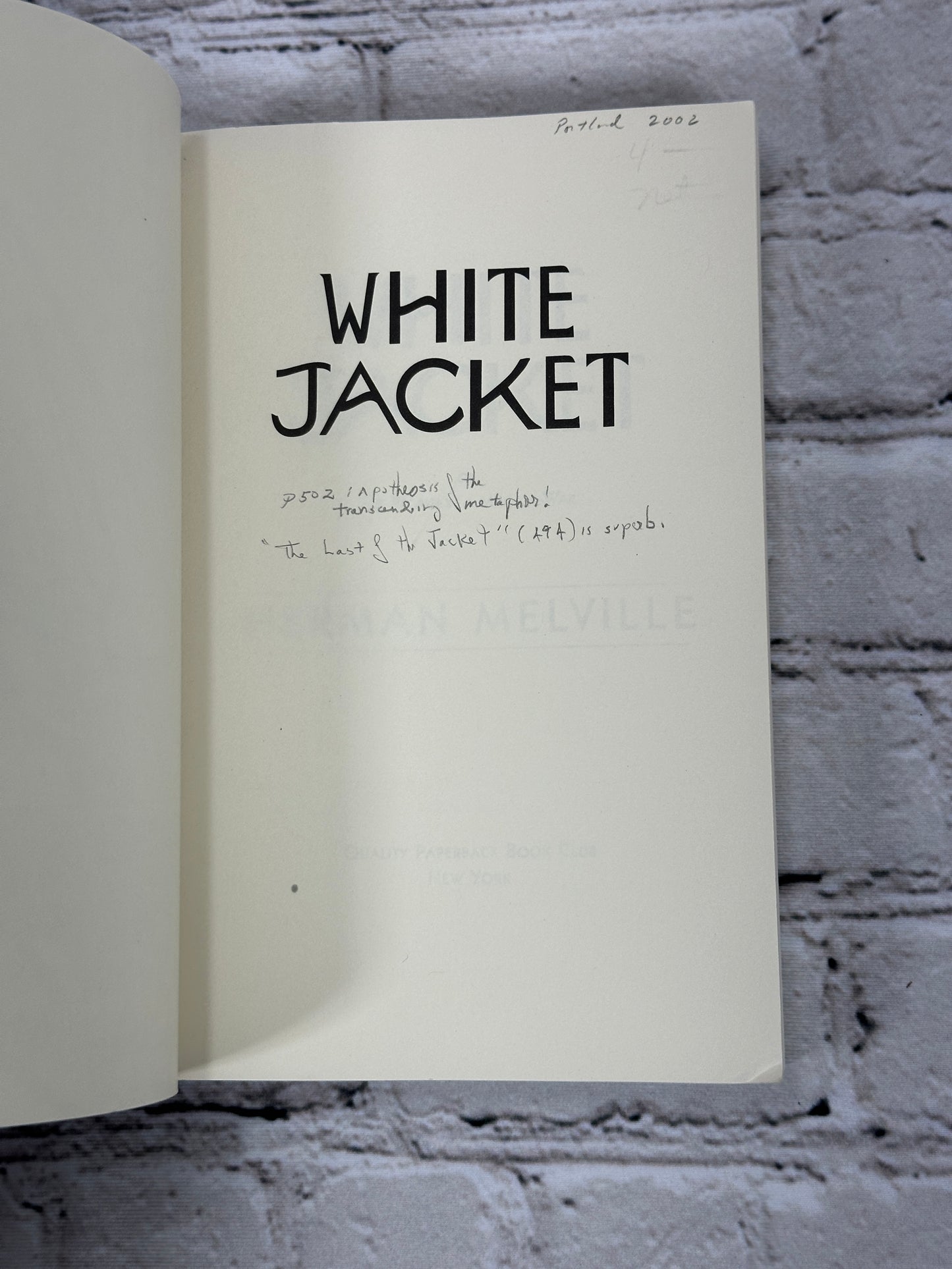 White Jacket by Herman Melville [Quality Paperback Book Club · 1996]