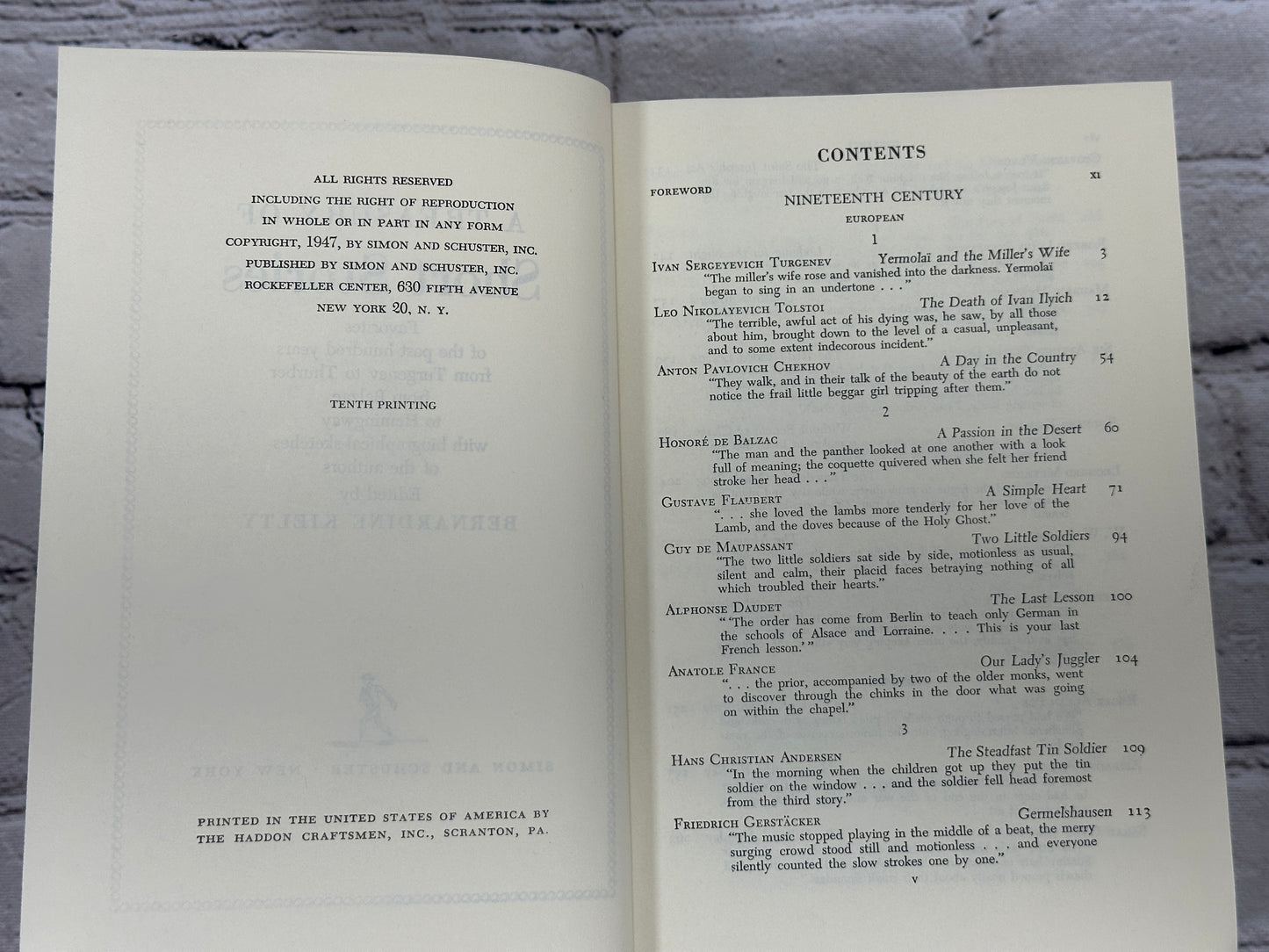 A Treasury Of Short Stories By Bernadine Kielty [10th Printing · 1947]