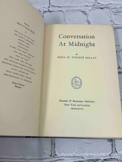 Conversation at Midnight by Edna St. Vincent Millay, 1937 Harper & Brothers Hardcover - title page
