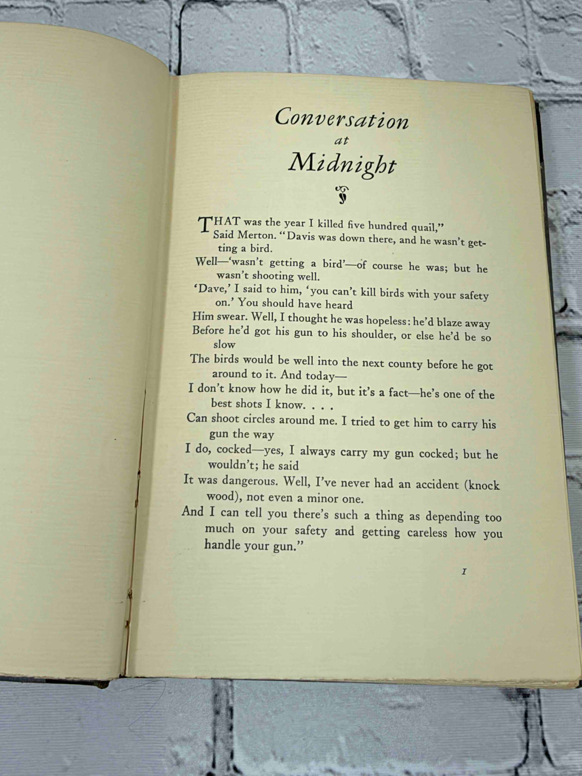 Conversation at Midnight by Edna St. Vincent Millay, 1937 Harper & Brothers Hardcover - first page of text