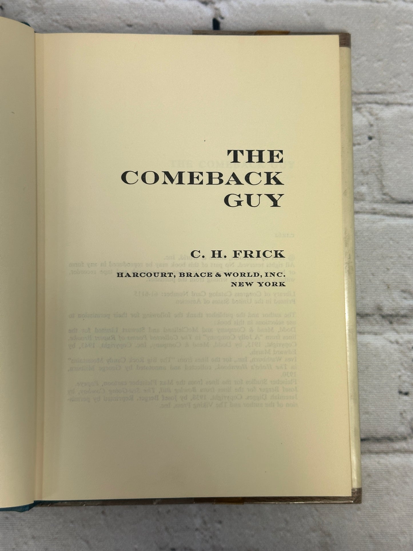 The Comeback Guy by C. H. Frick [1961]