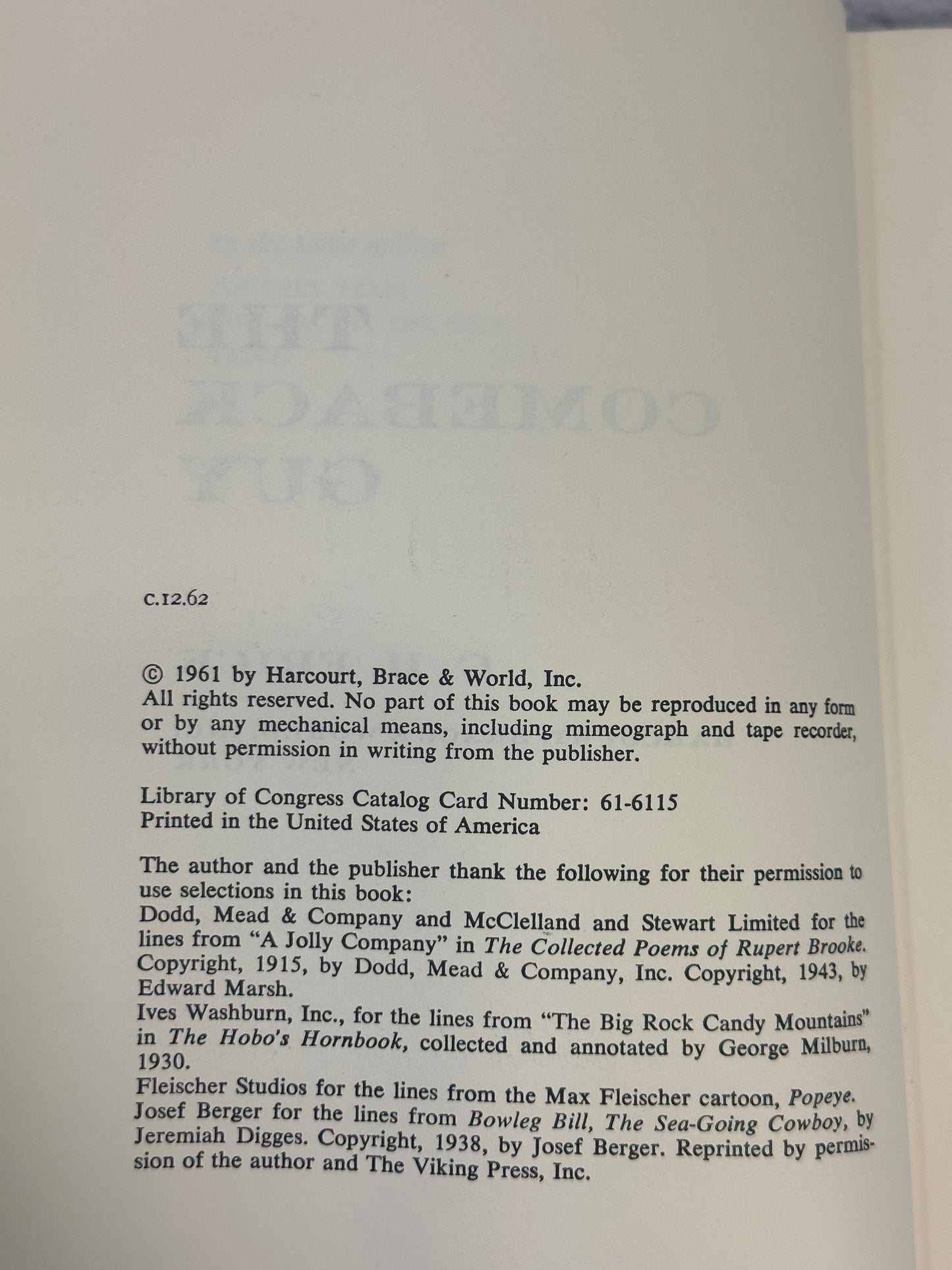 The Comeback Guy by C. H. Frick [1961]