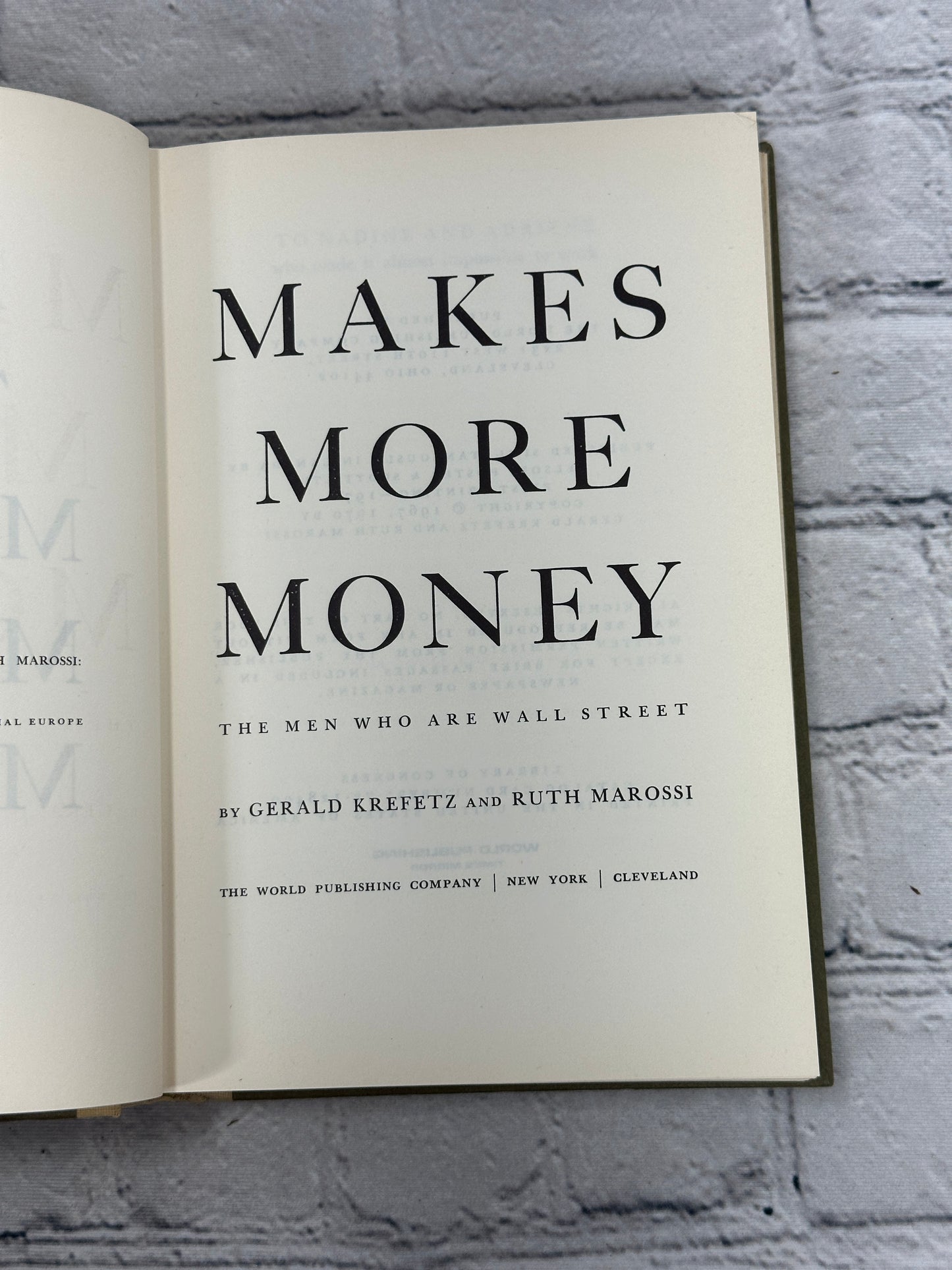 Money Makes Money and the Money Makes..by Krefetz and Marossi [1970 · 1st Print]