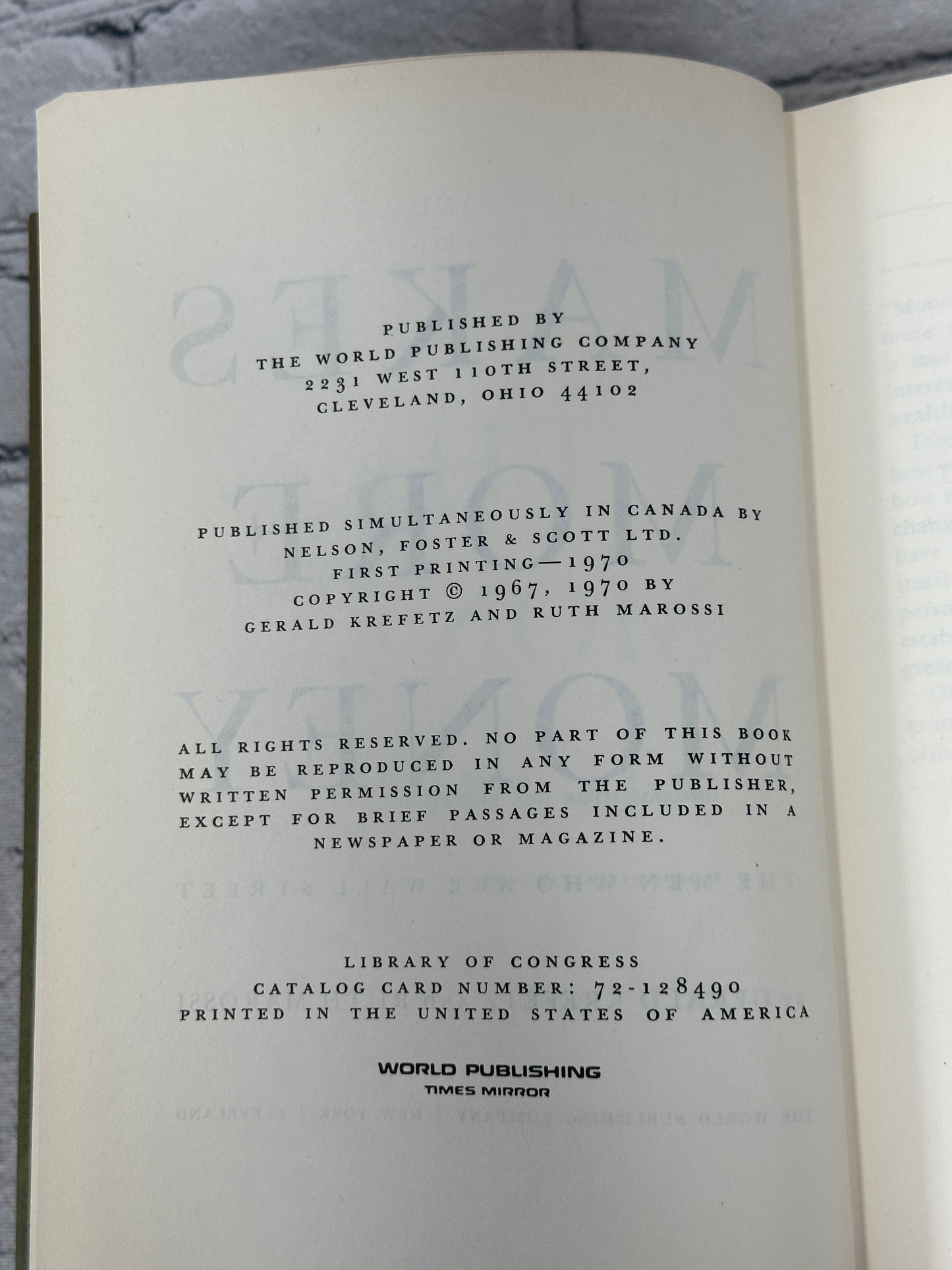 Money Makes Money and the Money Makes..by Krefetz and Marossi [1970 · 1st Print]