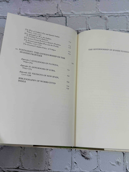 The Governorship of Spanish Florida 1700-1763 by John Jay TePaske, 1964 Duke University Press Hardcover - contents end and part title