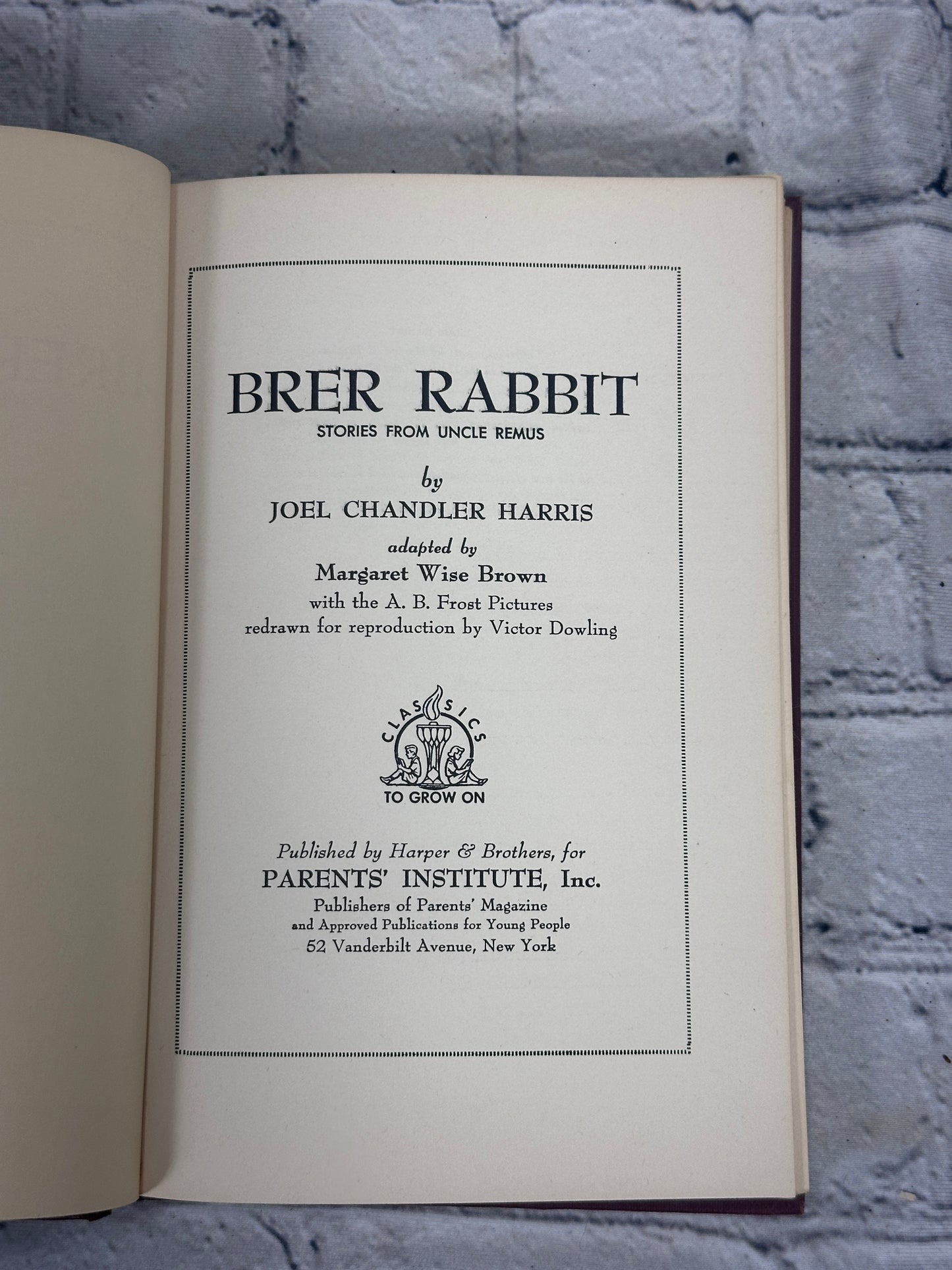 Brer Rabbit By Joel Chandler Harris [Classics to Grown On · 1941]