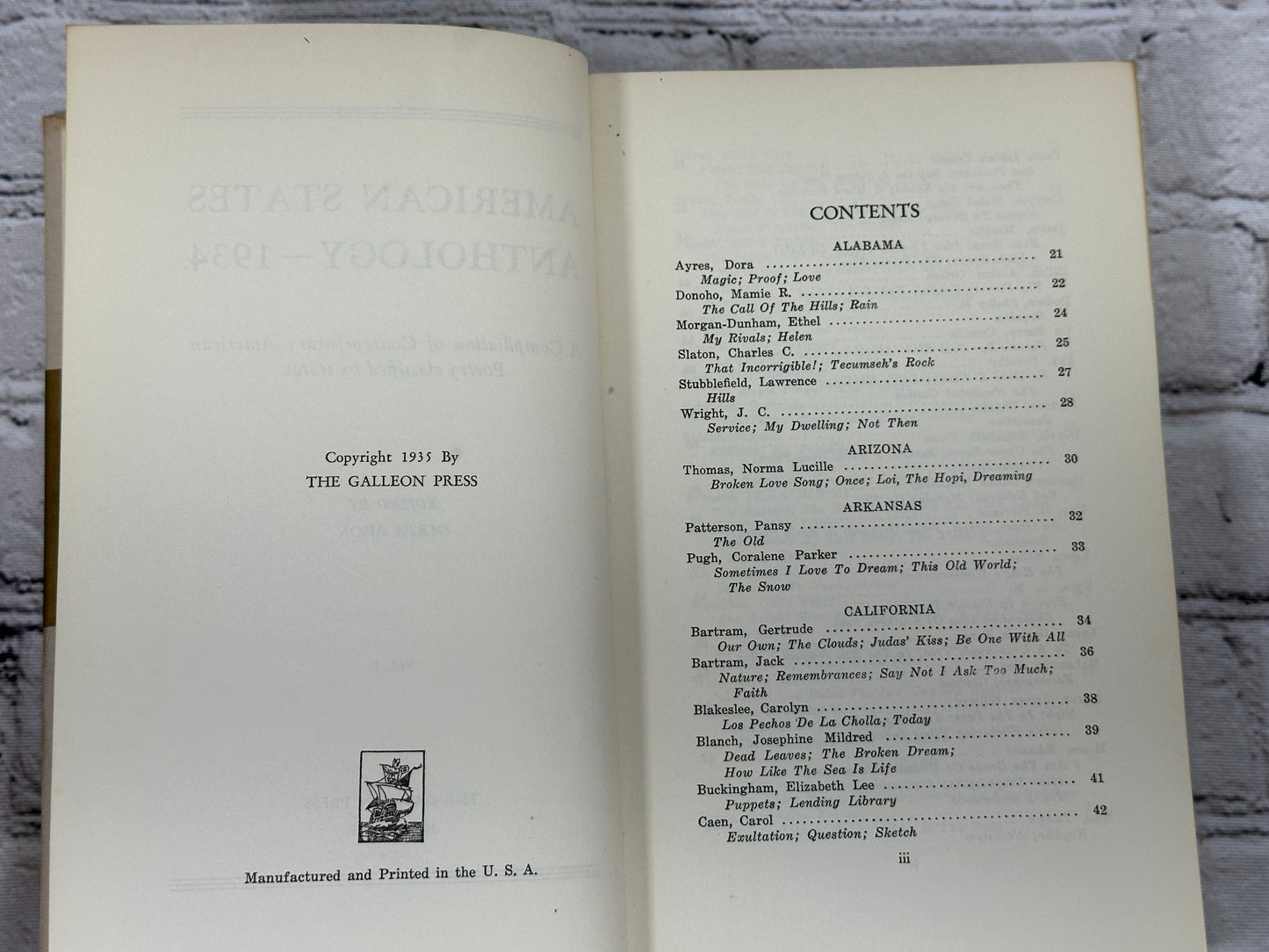 American States Anthology 1934 Vol I & II By Gerta Aison [2 Volume Set · 1935]