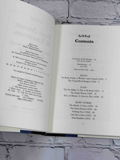 Frye Street & Environs: The Collected Works of Marita Bonner, 1987 Beacon Press Hardcover - copyright page and contents