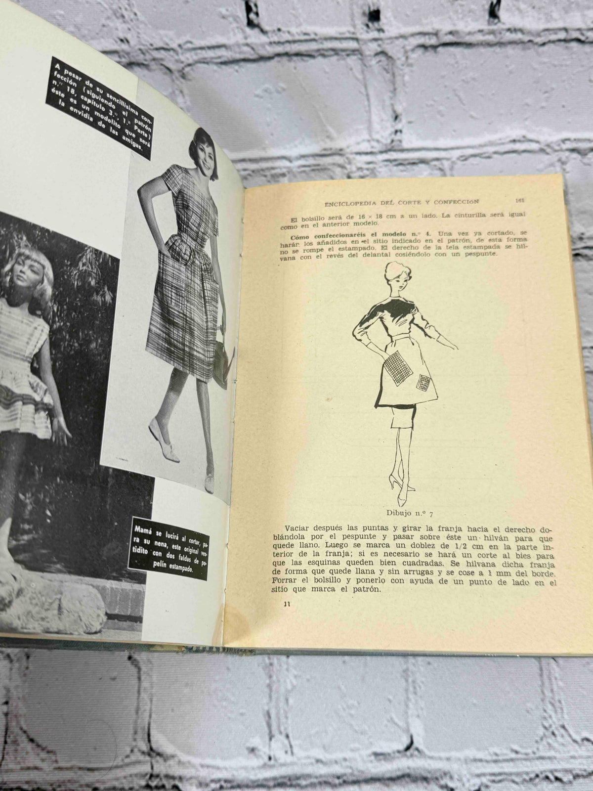 Enciclopedia del Corte y Confeccion by Ana-Maria Calera and Montserrat Marti, 1965 Gasso Hnos Hardcover - dress photograph and apron drawing