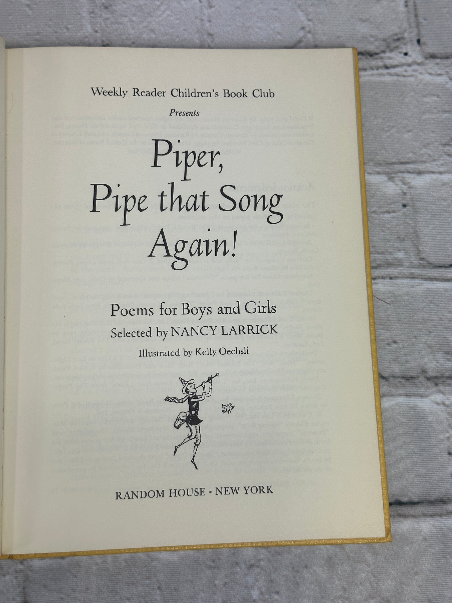 Piper, Pipe That Song Again by Nancy Larrick [1965]