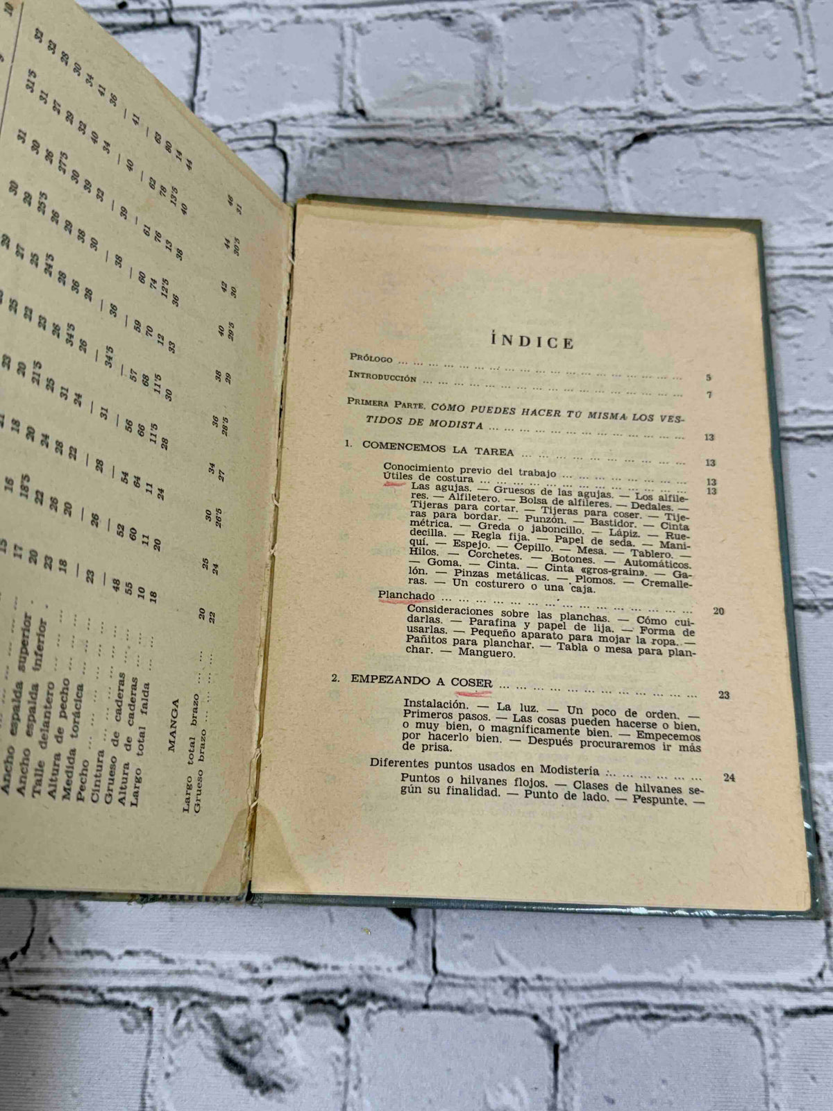 Enciclopedia del Corte y Confeccion by Ana-Maria Calera and Montserrat Marti, 1965 Gasso Hnos Hardcover - measurement table and index
