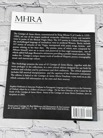 Alfonso X, the Learned: Cantigas de Santa Maria, An Anthology by Stephen Parkinson, 2015 MHRA Trade Paperback - back cover